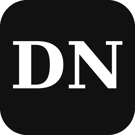 Letters 'DN' in white font on a black background